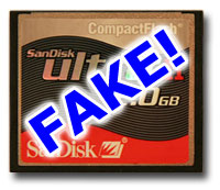 fake SanDisk Compact Flash card