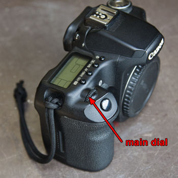 main dial on a Canon 50D DSLR camera