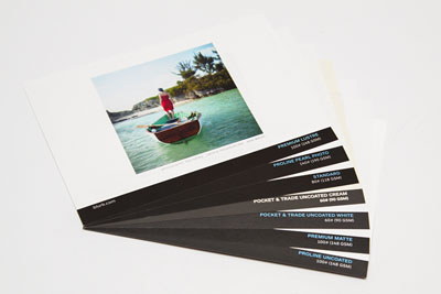 samples of the various paper options