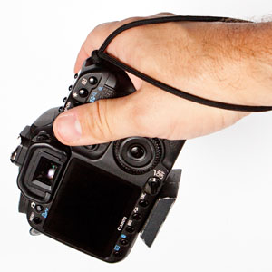 DIY camera wrist strap in use