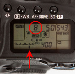 positive 1 stop exposure compensation on a 50D