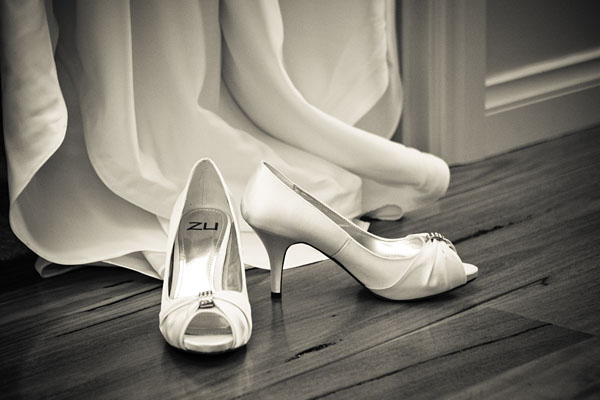 shoes and wedding dress