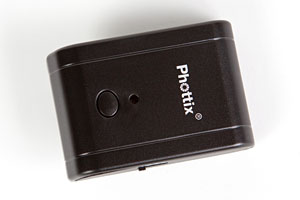 top of the Aster transmitter: test button and power LED