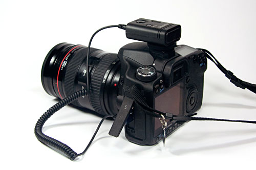 receiver mounted on the camera hotshoe