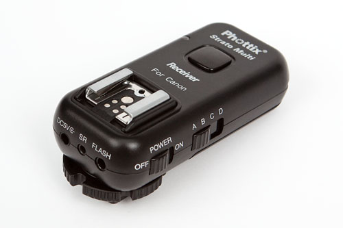 Strato II Multi receiver, showing power and group switches, and accessory sockets