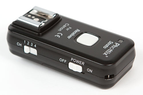 Strato receiver, showing channel selector and power switch