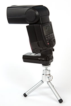 Strato receiver and flash on mini-tripod