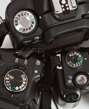 camera mode dials, all set to auto
