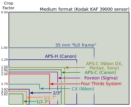 DSLR camera sensor sizes compared