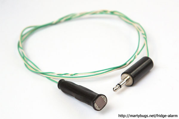 light-dependent resistor wired to a 3.5mm mono plug