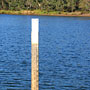 water marker at Glen Brook Dam