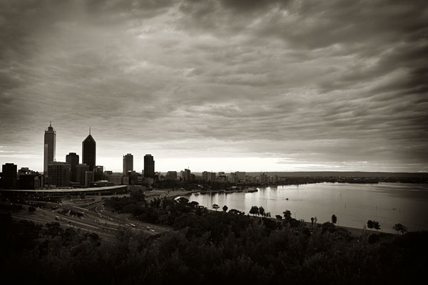 Perth city after sunrise