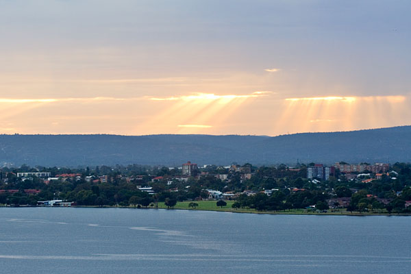sun rays breaking through the clouds