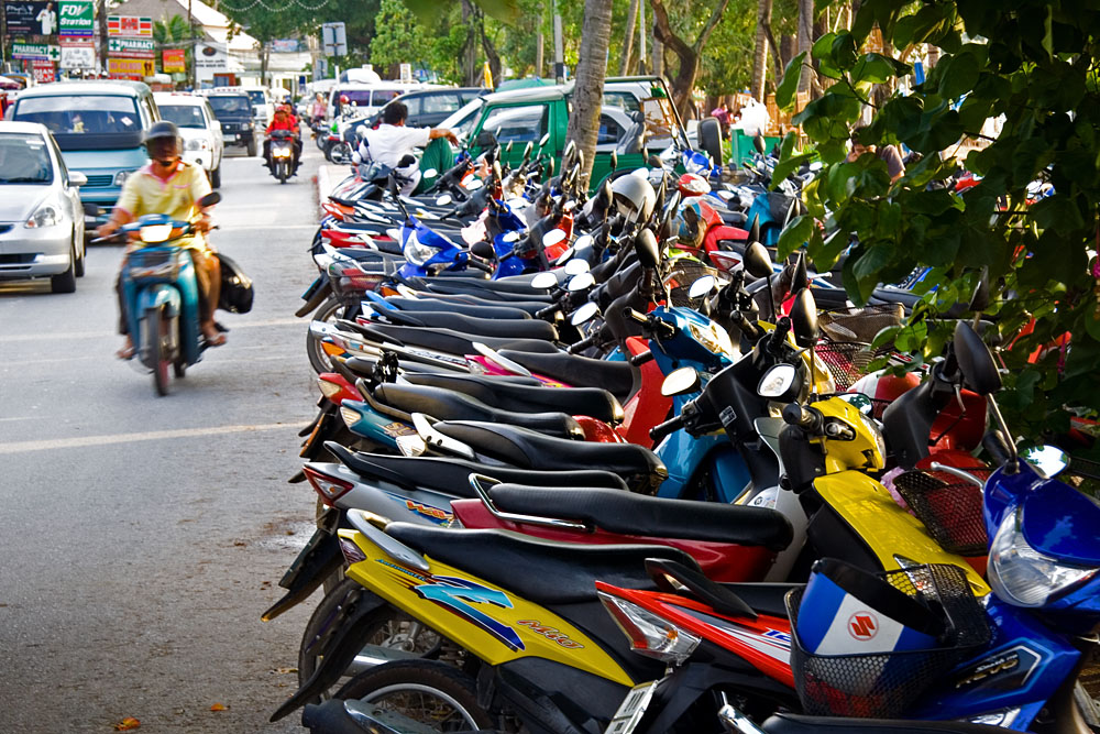 parked motorbikes