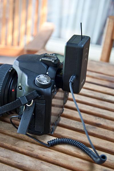transmitter mounted on viewfinder of Canon 50D
