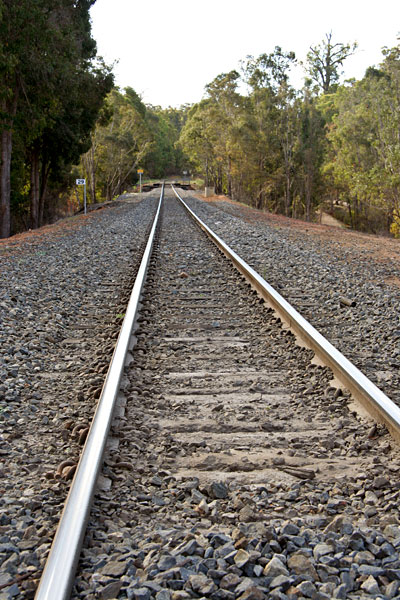 train tracks into the distance