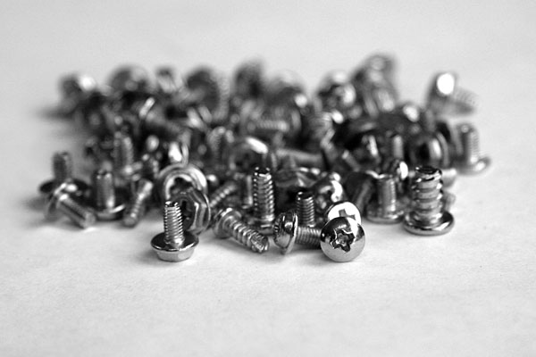 PC screws in black and white