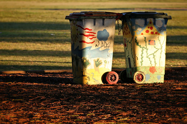colourful rubbish bins