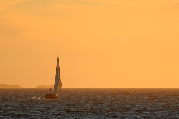 sailing boat at sunset