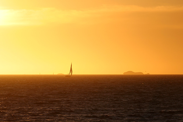 sailing boat at sunset