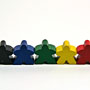 a row of Meeples from "Carcassonne"