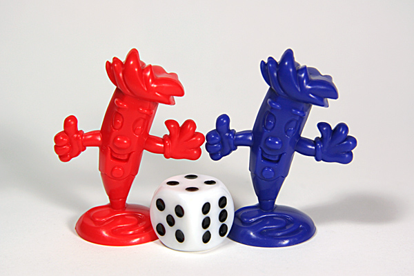 dice and board markers from "Junior Pictionary"
