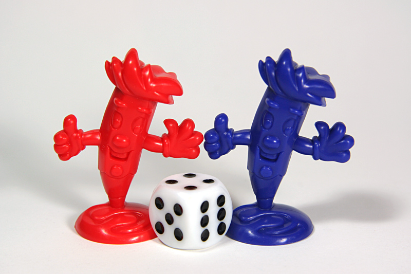 dice and board markers from "Junior Pictionary"
