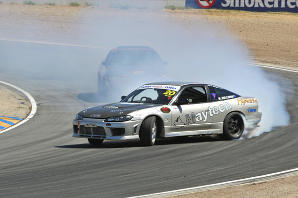Sullivan drifting around the track