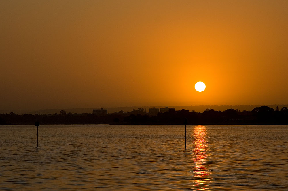 sunrise through the haze