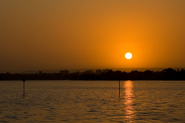 sunrise through the haze
