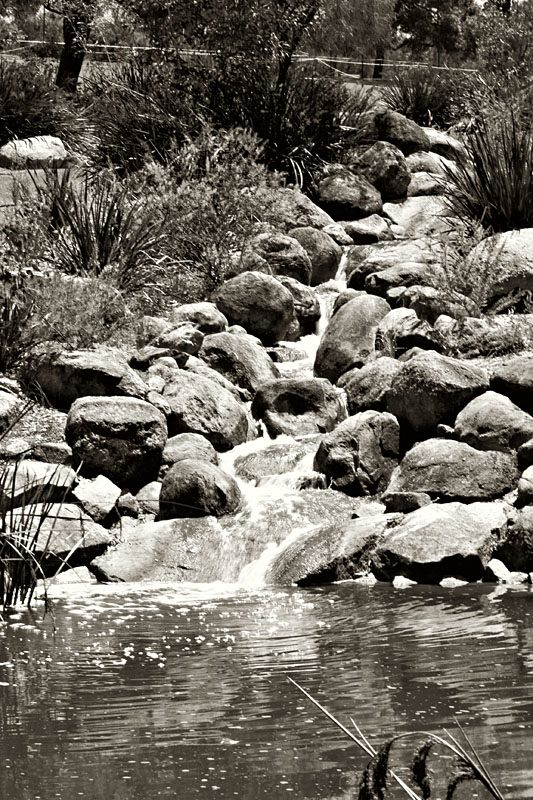 waterfall in sepia