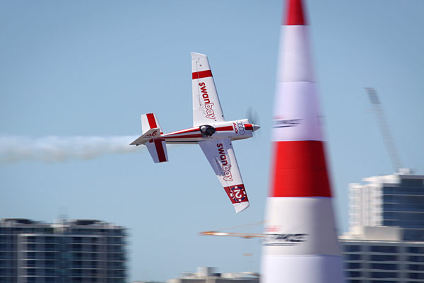 Paul Bonhomme rounds a pylon