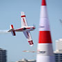Paul Bonhomme rounds a pylon