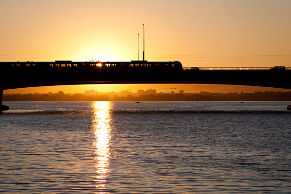 northbound train silhouette