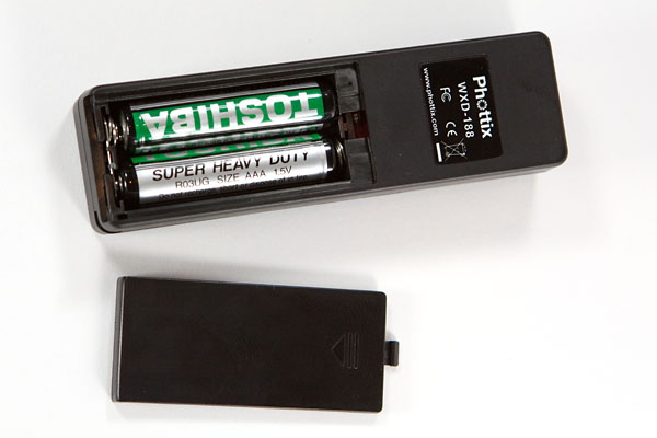 transmitter takes 2 x AAA batteries
