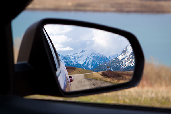 Rocky Mountains in the rear view mirror