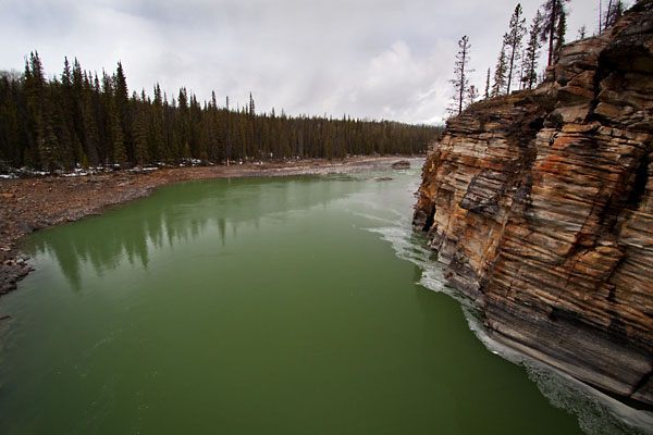 the pool below Athabasca Falls