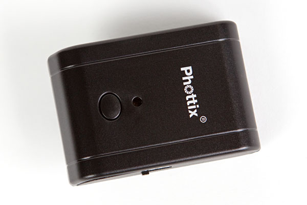 top of the Aster transmitter: test button and power LED