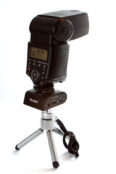 Canon 430EX flash on Aster receiver on small tripod