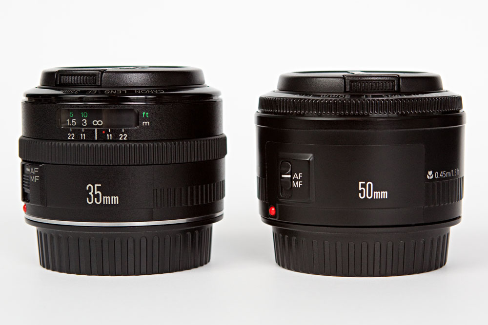 Canon EF 35mm f/2 and Canon EF 50mm f/1.8 II lenses