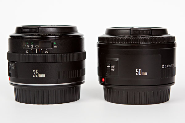 Canon EF 35mm f/2 and Canon EF 50mm f/1.8 II lenses