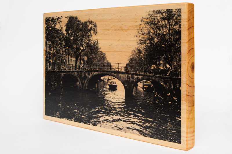 completed wood print on a 280x190mm piece of pine timber