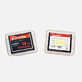two empty memory cards in their cases (front of memory cards facing AWAY from the label)