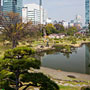 one of the lakes from a hill in the garden