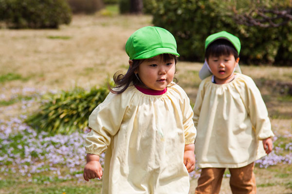 young children enjoying the gardens