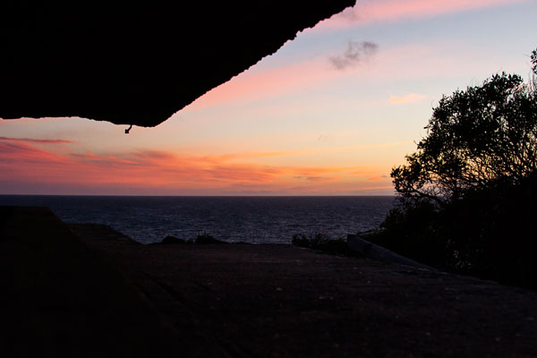 sunset, as seen from inside the Observation Post