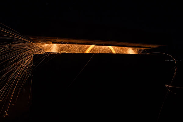 steel wool spinning in the bunker