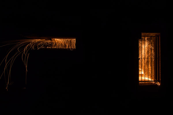 steel wool spinning in the bunker