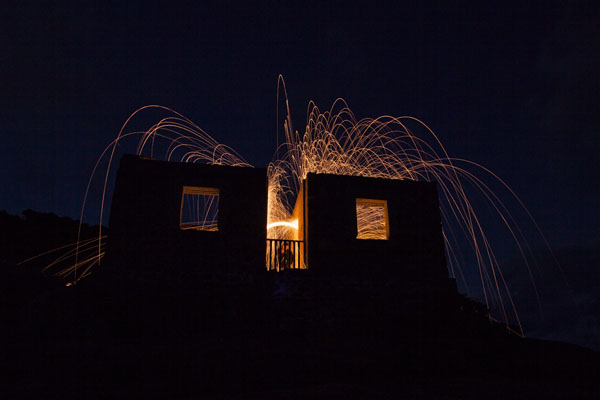 steel wool spinning in the lighthouse keeper's house