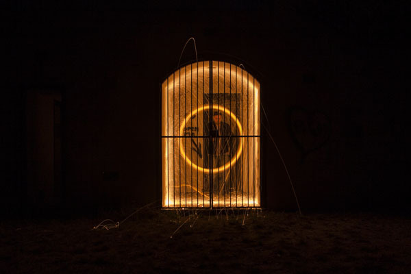 steel wool spinning in the old WWII bunkers